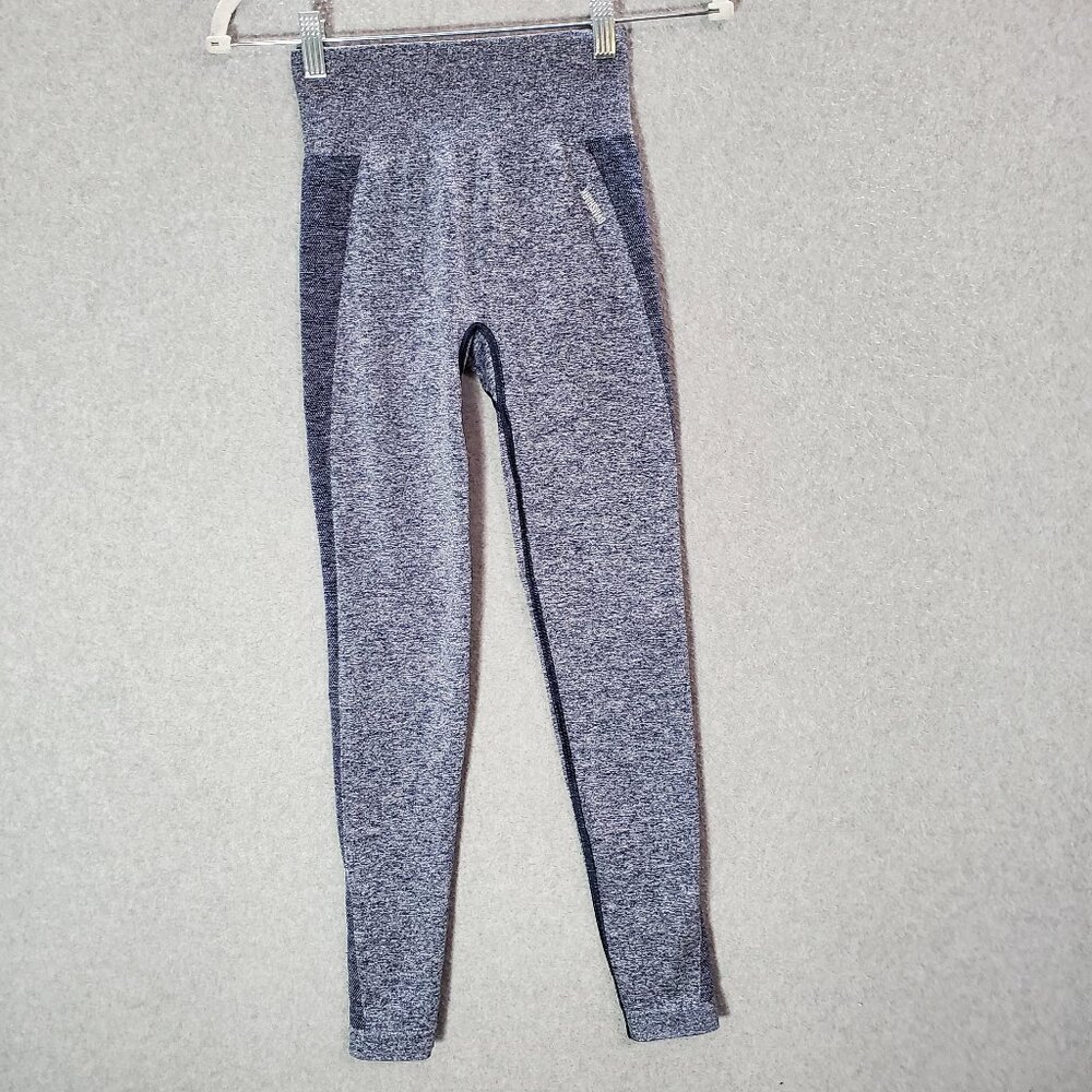 Gymshark Women Pants Small Blue Leggings Logo Gym Athletic‎ Mid RIse 26" Inseam